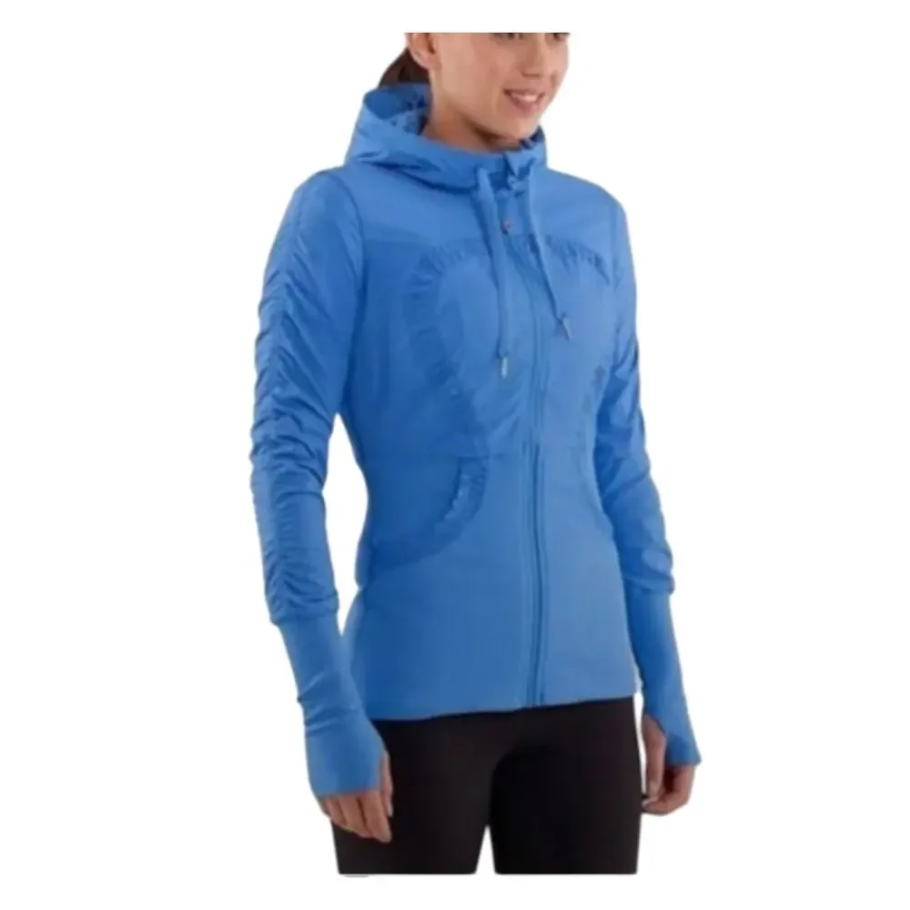 LULULEMON Dance Studio Reversible Full Zip Hooded Jacket III Sz 8 Blue Athletic